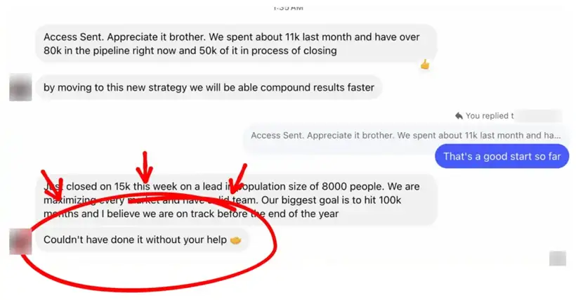 Messenger chat with Alex: couldn't have done it without your help